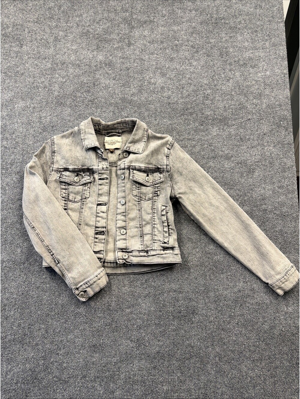 Ashley Vintage Charm Distressed Gray Denim Jacket M